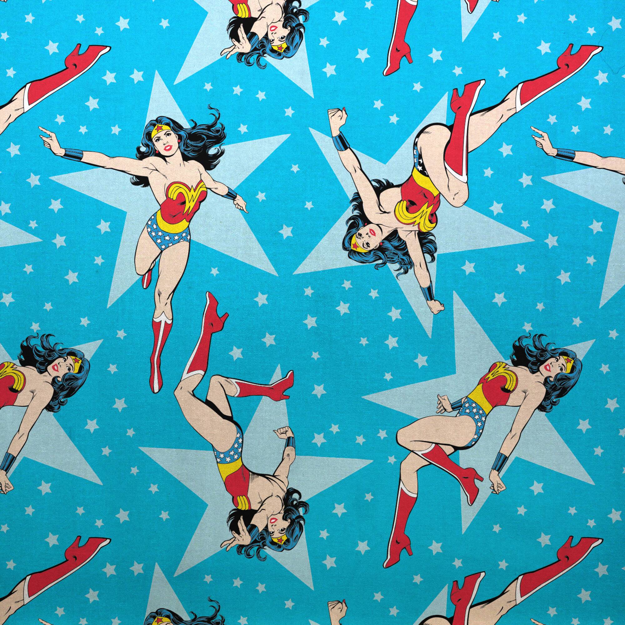 Camelot® Fabrics Wonder Woman™ & Stars on Topaz Cotton Fabric